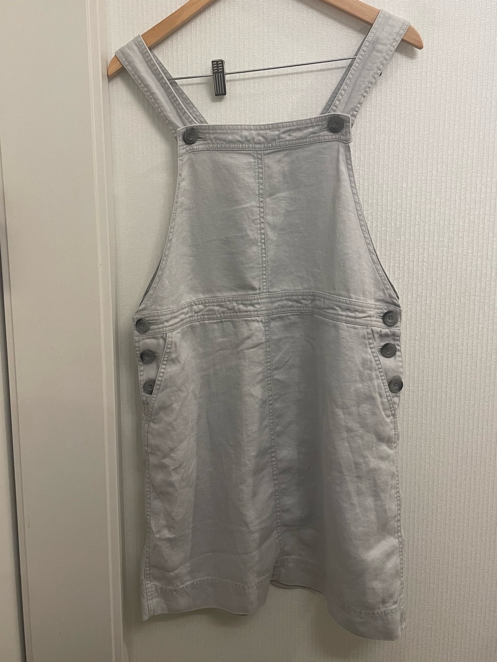 J. Jill Petite Light Gray Linen Overall Dress Size Small Petite I love Linen